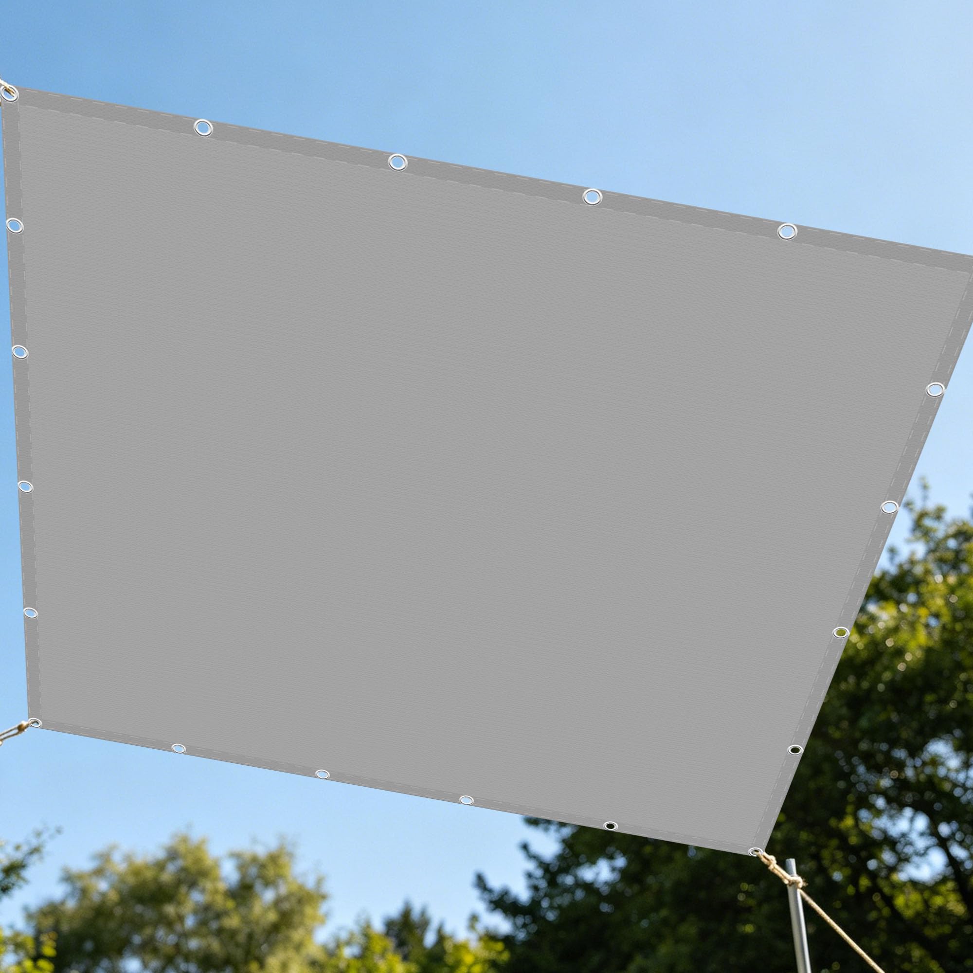 Toile d'ombrage rectangulaire 2x4m imperméable gris clair pour terrasse et jardin