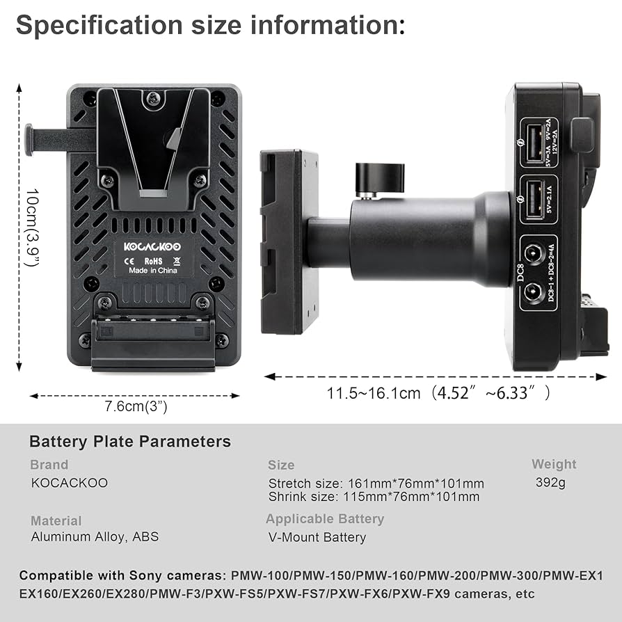 その他 V Mount Plate Amazon.com : KOCACKOO Adjustable Fully Decoded V-Mount