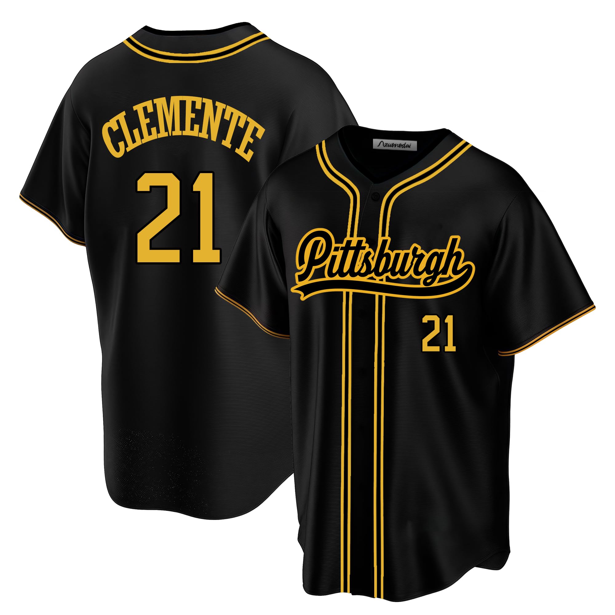 Custom Mens/Women/Youth Pittsburgh Black Roberto Clemente Seattle Baseball Stitched T-Shirt for Sports Fan
