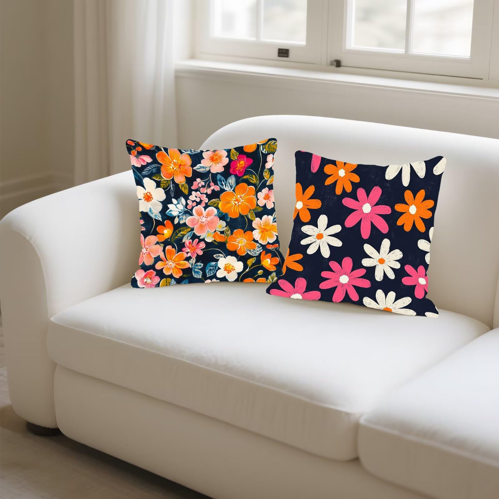 Federe Cuscini Divano 40x40cm, Federa Cuscino Arancione bruciato Fiori Quadrati Copricuscini Super Morbido Copri Cuscini Per Divano, Cuscino Decorativo da Esterno Giardini, Camera Divani, Sedie P-420