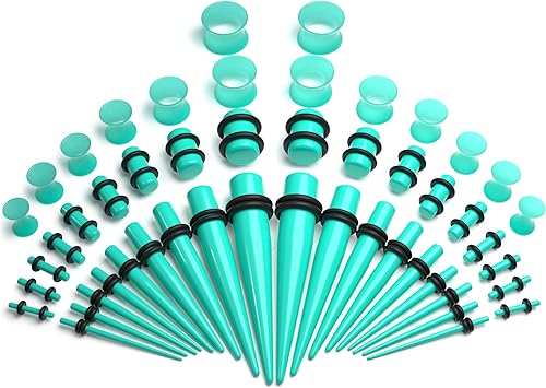 XSNA Kit de estiramiento de calibre de oreja de 50 piezas 14G-00G Kit de estiramiento de orejas Tapers Plugs Tunnels Set Piercing Jewelry