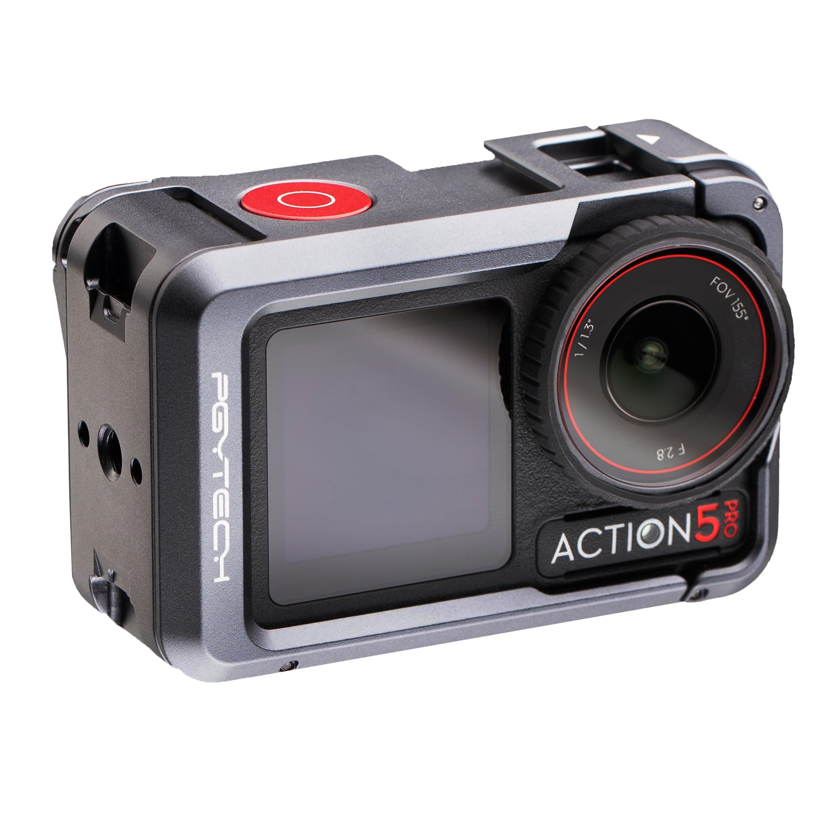 PGYTECH Camera Cage for DJI OSMO Action 5 Pro Aluminum Alloy Housing Vlogging Case Protective Frame with Magnetic Quick Release Connector, 1/4" Thread Hole, Cold Shoe for Light/Microphone Accessories