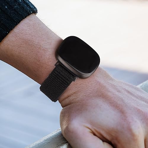 Miniatura 7 de Paquete de 3 correas de nailon para Fitbit Sense para mujeres y hombres, suaves, transpirables, ajustables, correas de repuesto para Fitbit