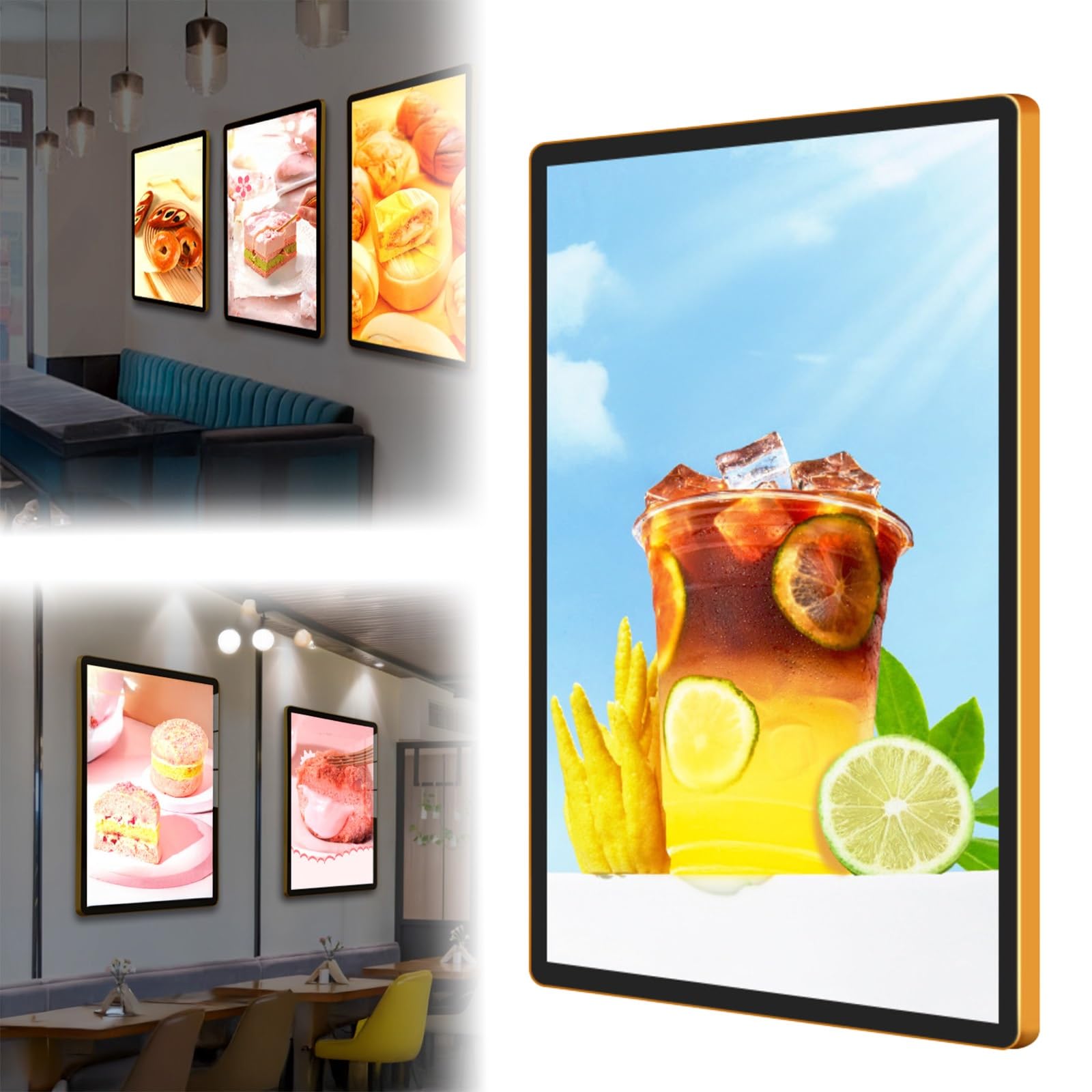 Marco de póster retroiluminado LED, caja de luz montada en la pared para arte de cine, exhibición horizontal o vertical en cafeterías, cines, restaurantes - Solución decorativa ideal