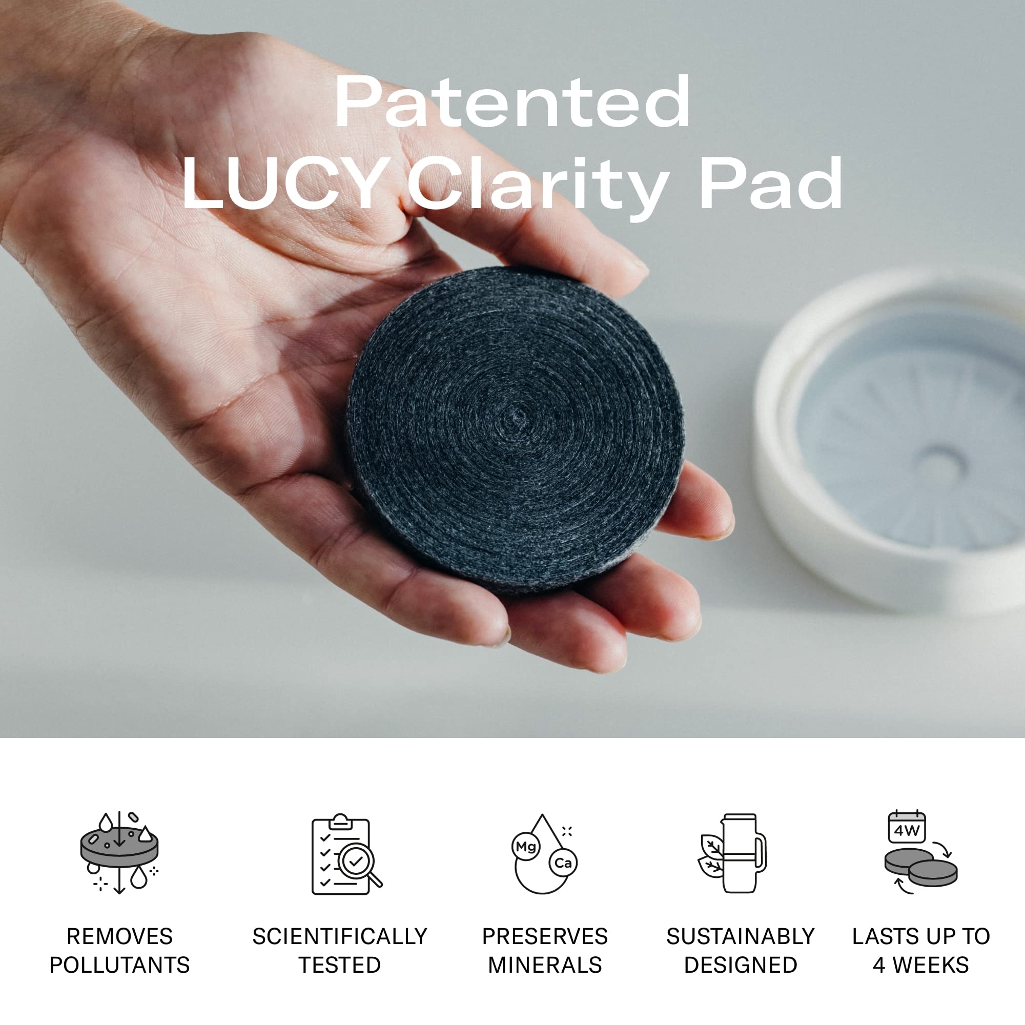 LUCY® water filter jug 2L with clarity pad filter cartridge, 1x Filter Carafe, 2000 ml - Image 4