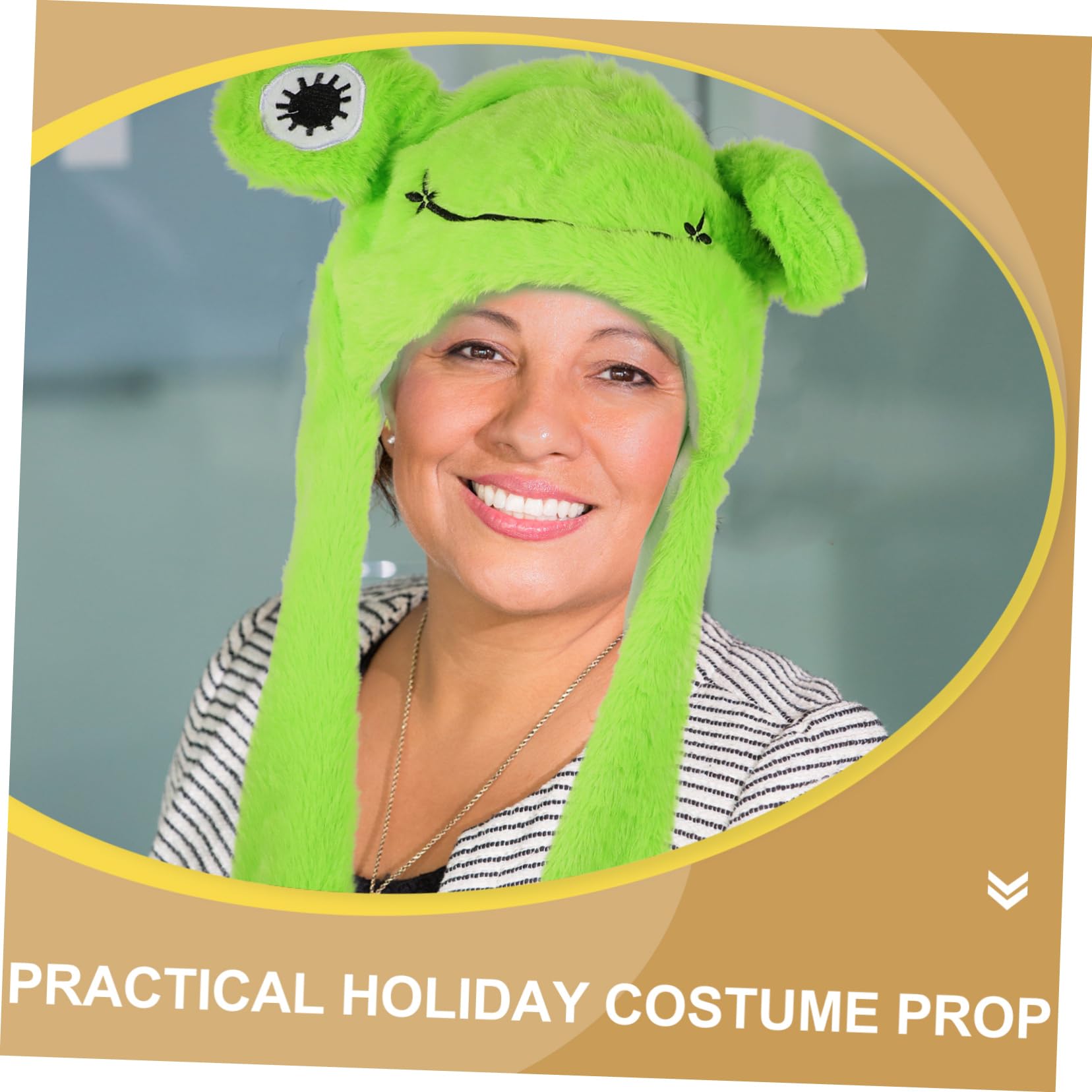 Abaodam Frog Plush Hat Moving Ears for Parties Fun Animal Headgear for Festivals Cute Cosplay Accessory Adults and Boys and Girls Lightweight Comfortable Party Prop - Image 2