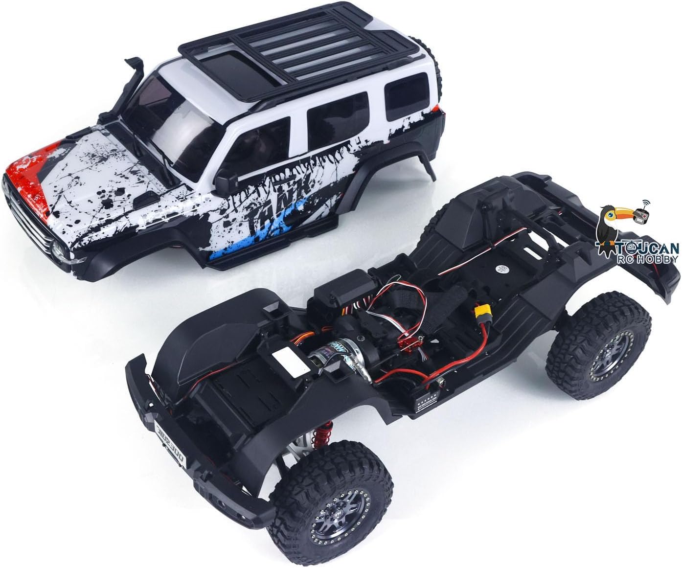 TOUCAN RC HOBBY 1/8 RC Crawler Tank 300 Commemorative Edition 4WD Remote Control Off Road Vehicle Axle Lock Brushed Motor ESC Light Metal Arm for Adult