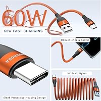 Vista 3 de Boenoea Cable USB C de 10 pies, paquete de 4 cables USB A a tipo C de carga rápida, cable de carga USB C trenzado de nailon duradero compatible