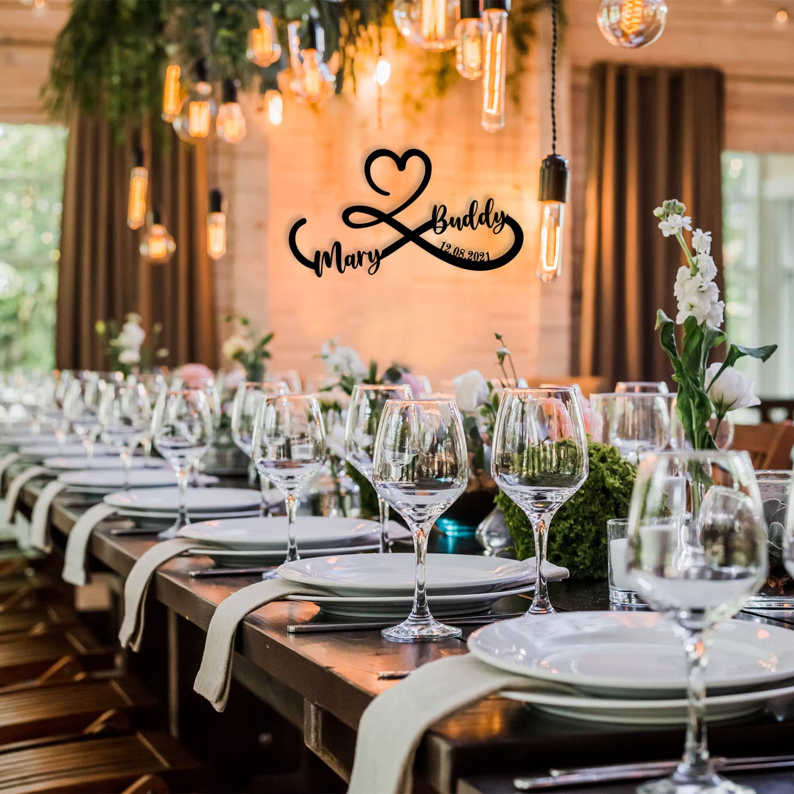 Personalized Family Name Sign Custom Infinity Heart Sign Name Sign Wall Hanging With Couples Names-Eternity Symbol for Anniversary And Wedding-Heart Personalized Infinity Symbol(15