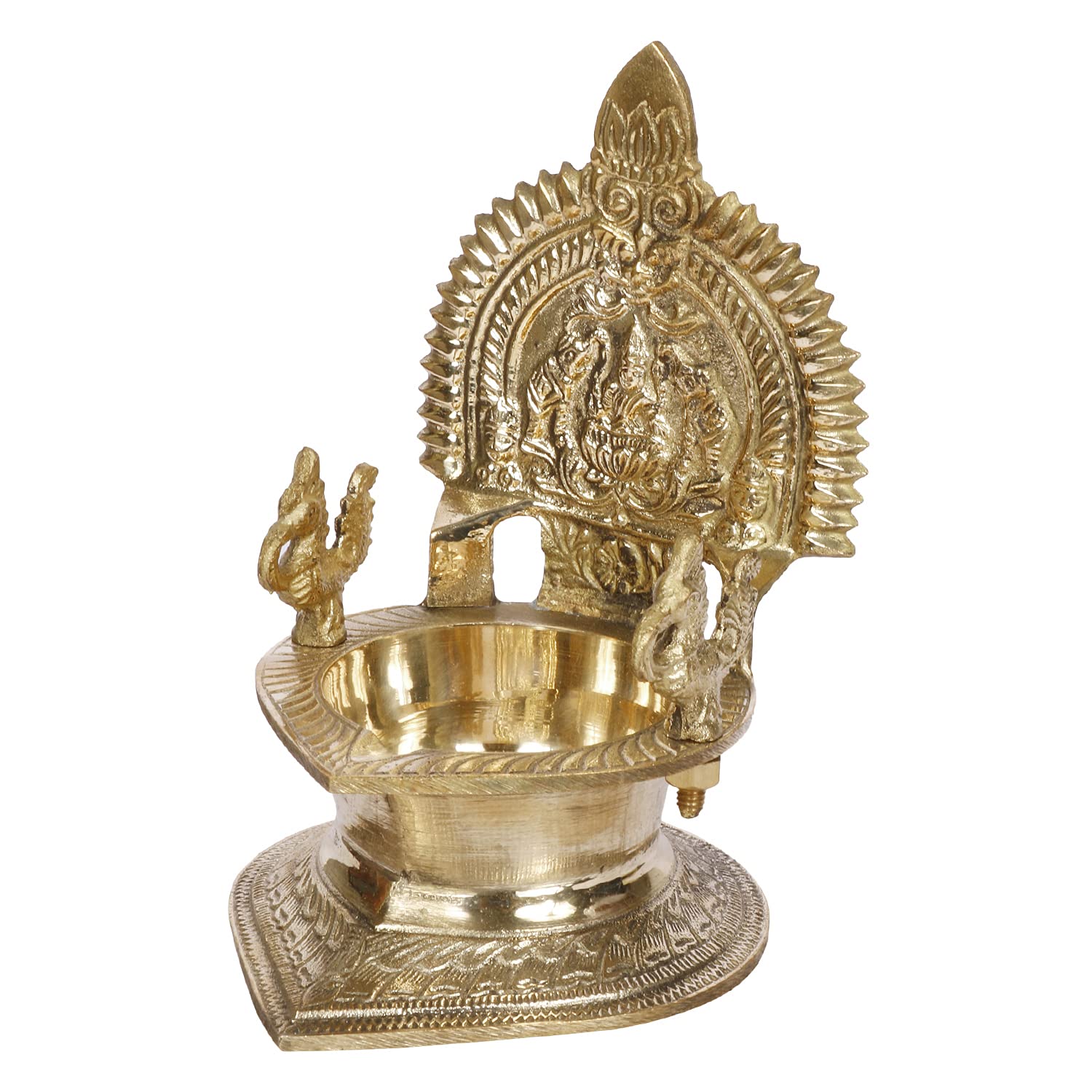 ARTVARKO™ Big Brass Gajlakshmi Gaj Lakshmi Oil Diya Laxmi Deepam for Home Decor Pooja Decorative Deepak Diwali Puja Wedding Gift Mandir Temple 7 Inch
