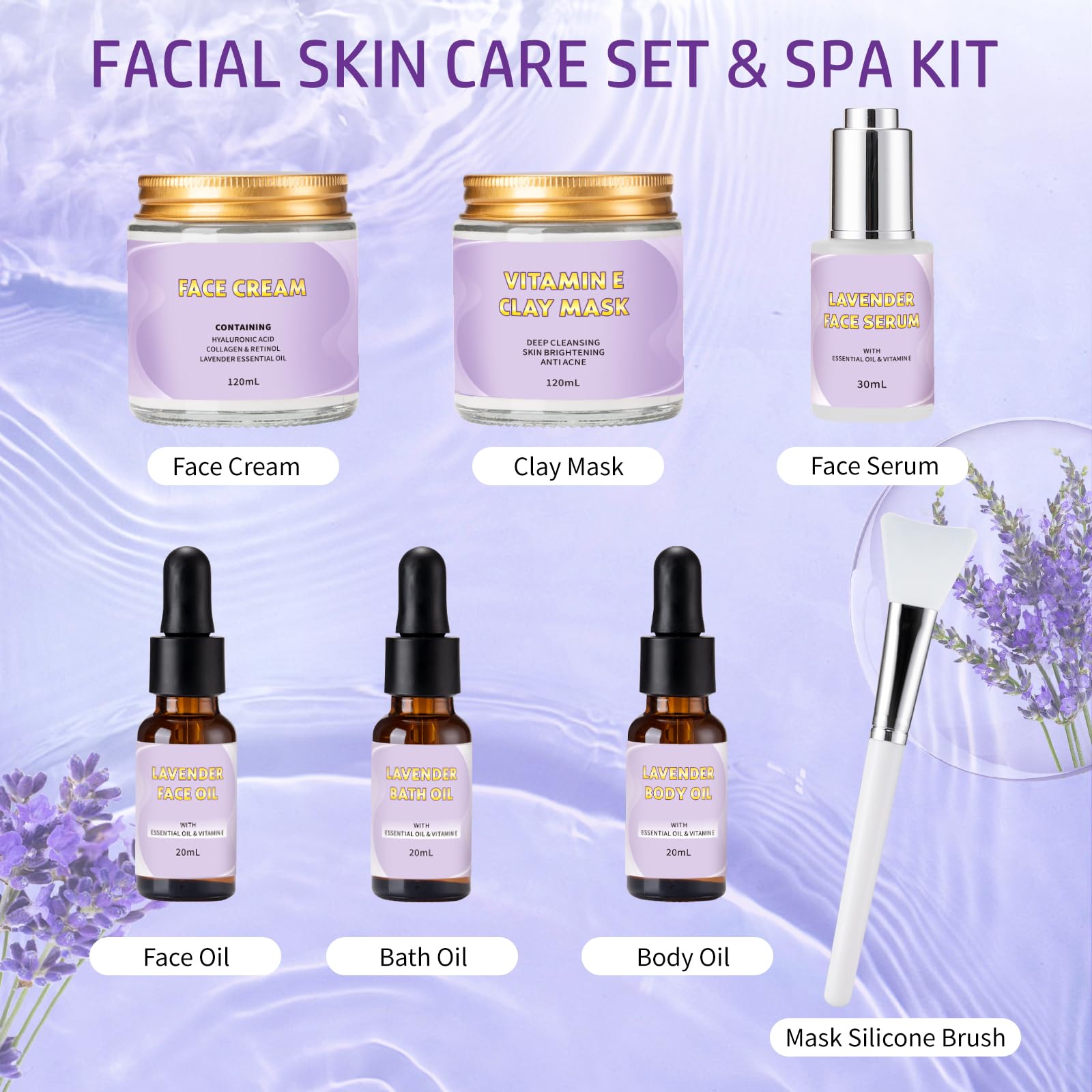 Amazon.com : Facial Skin Care Set & Spa Kit, Lavender Spa Gifts