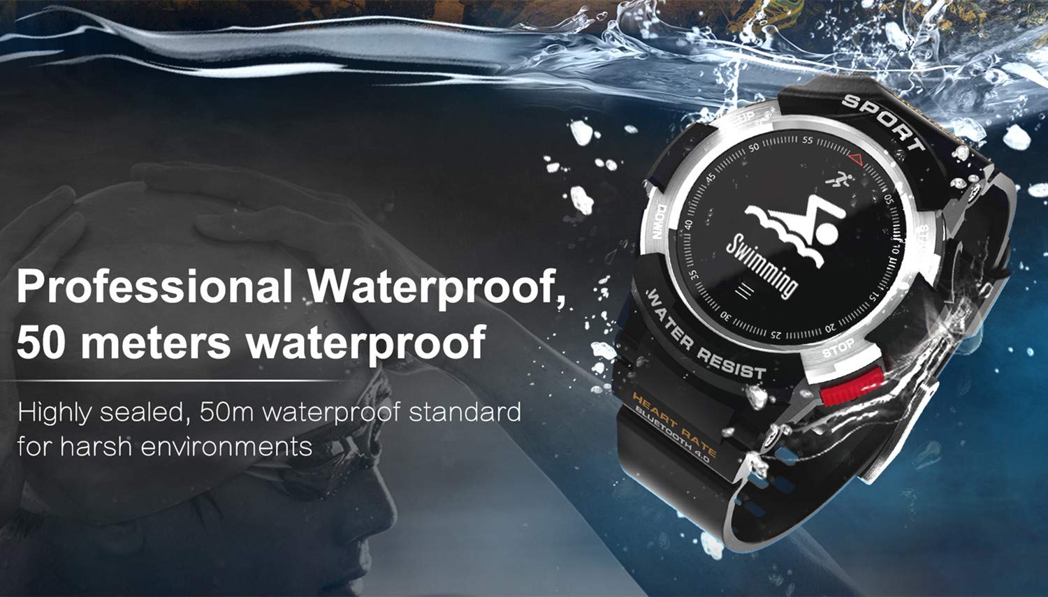 Zegarek do aktywności na świeżym powietrzu, wodoszczelny smartwatch fitness z pulsometrem, licznikiem kroków, licznikiem kalorii, krokomierzem (srebrny)