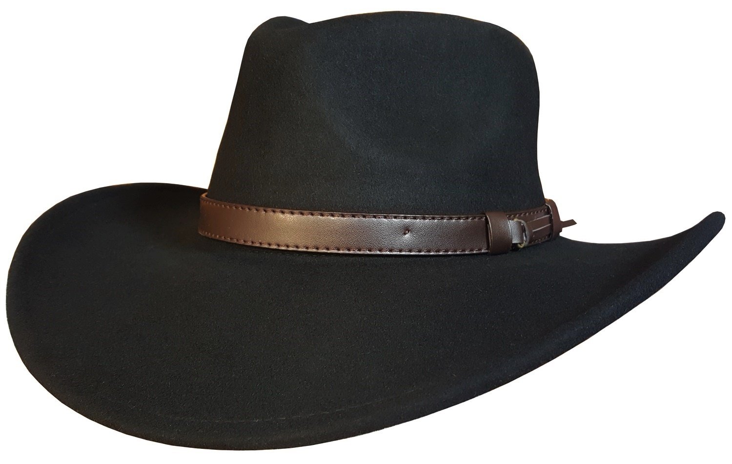 ErkicMens or Womens Crushable Cowboy Hat 100% Wool Stetson Style Hat Western Hat (57 cm, Black)