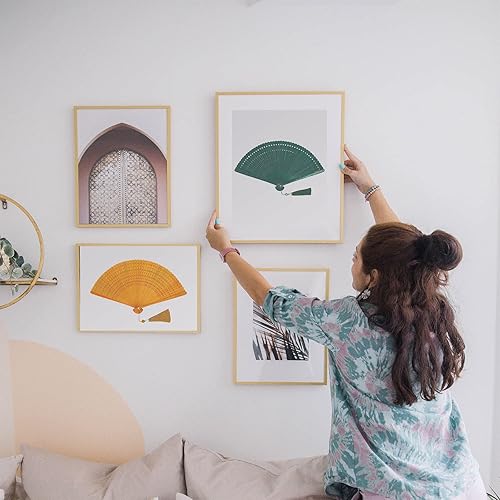 Miniatura 8 de SENJLIE - Abanico plegable de bambú hecho a mano de 7 pulgadas (7.1in) para mujer, ventilador de mano plegable de madera chinajaponesa con bolsa de