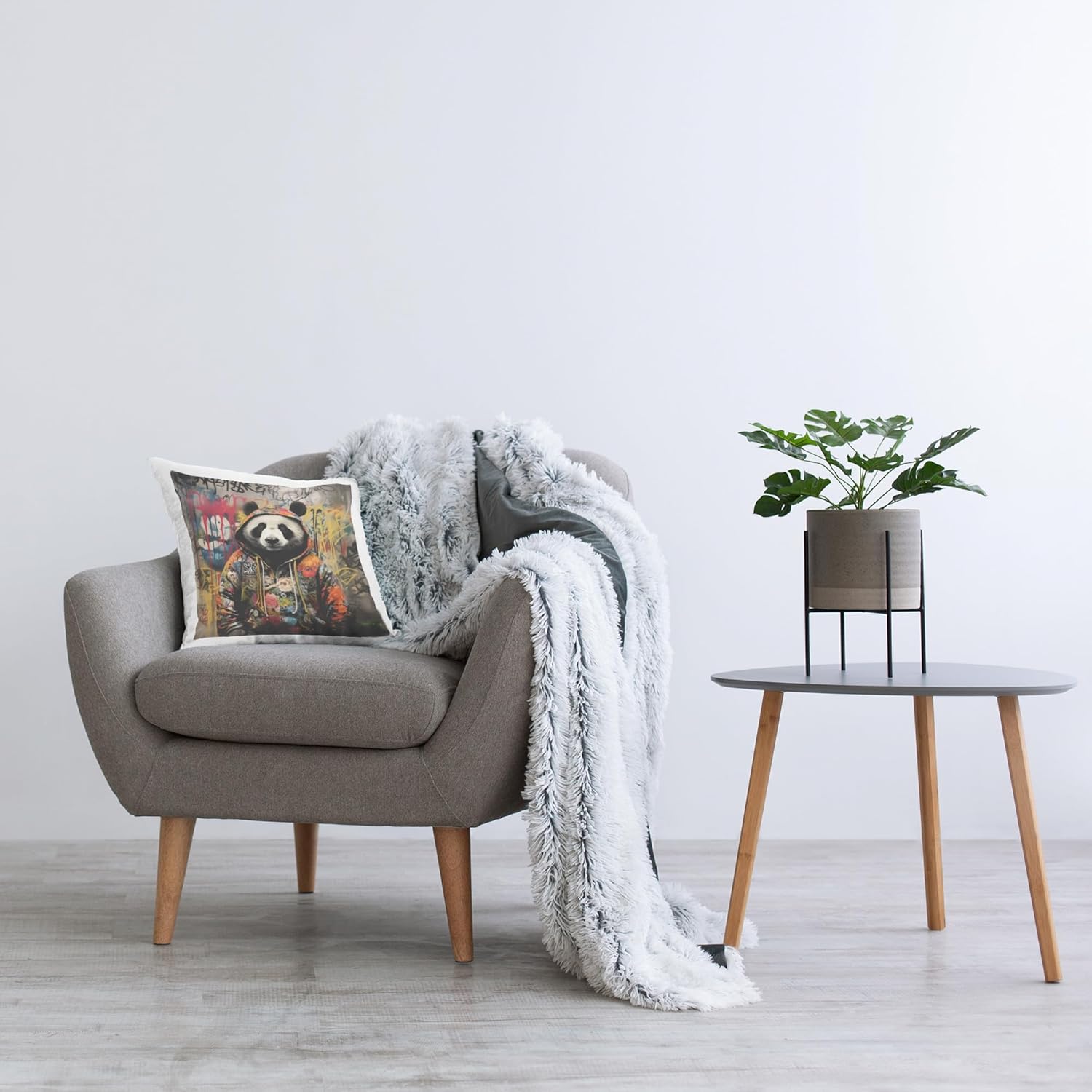Stupell Industries Urban Graffiti Panda Indoor Printed Throw Pillow, 18 x 18, Multi-Color