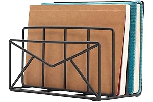 MyGift Freestanding Black Wire 3-Slot Mail Organizer Countertop Letter File Sorter