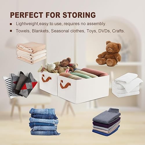 Miniatura 3 de Cestas de almacenamiento para organizar, cubos de almacenamiento grandes de tela de 15.4 x 11.4 x 7.9 pulgadas para estantes, organizadores