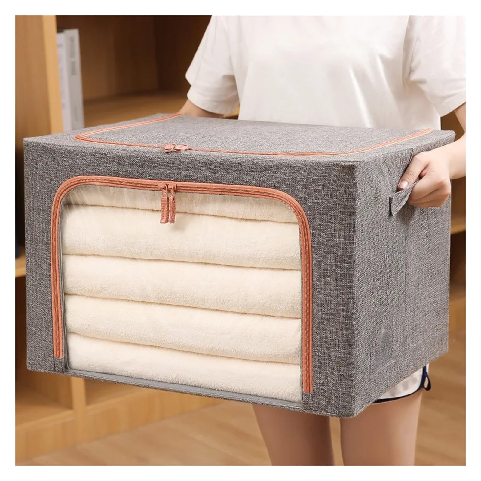 Cajas Almacenaje Ropa Organizadores De Almacenamiento Plegables, Organizador De Ropa, Mantas, Edredones, Caja De Gran Capacidad, Armario, Suéter, Organizador De Armario De Ropa(Grey,24L)