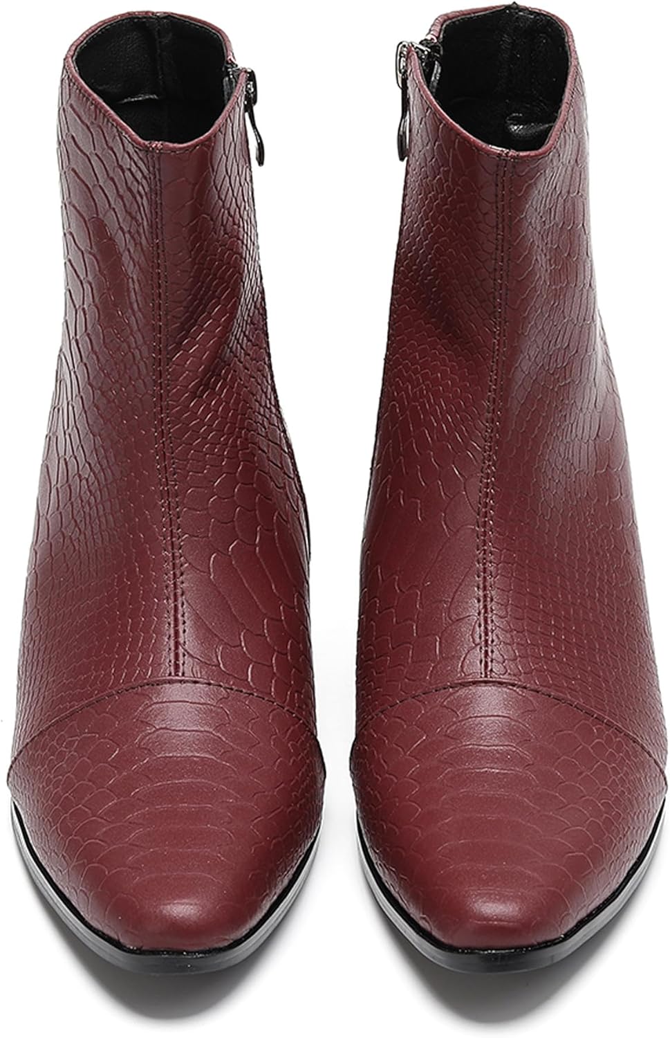 Santimon Mens Boots Casual Patent Leather Chelsea Dress Boots Zipper on Side Mid Calf Boots for Men - Image 4