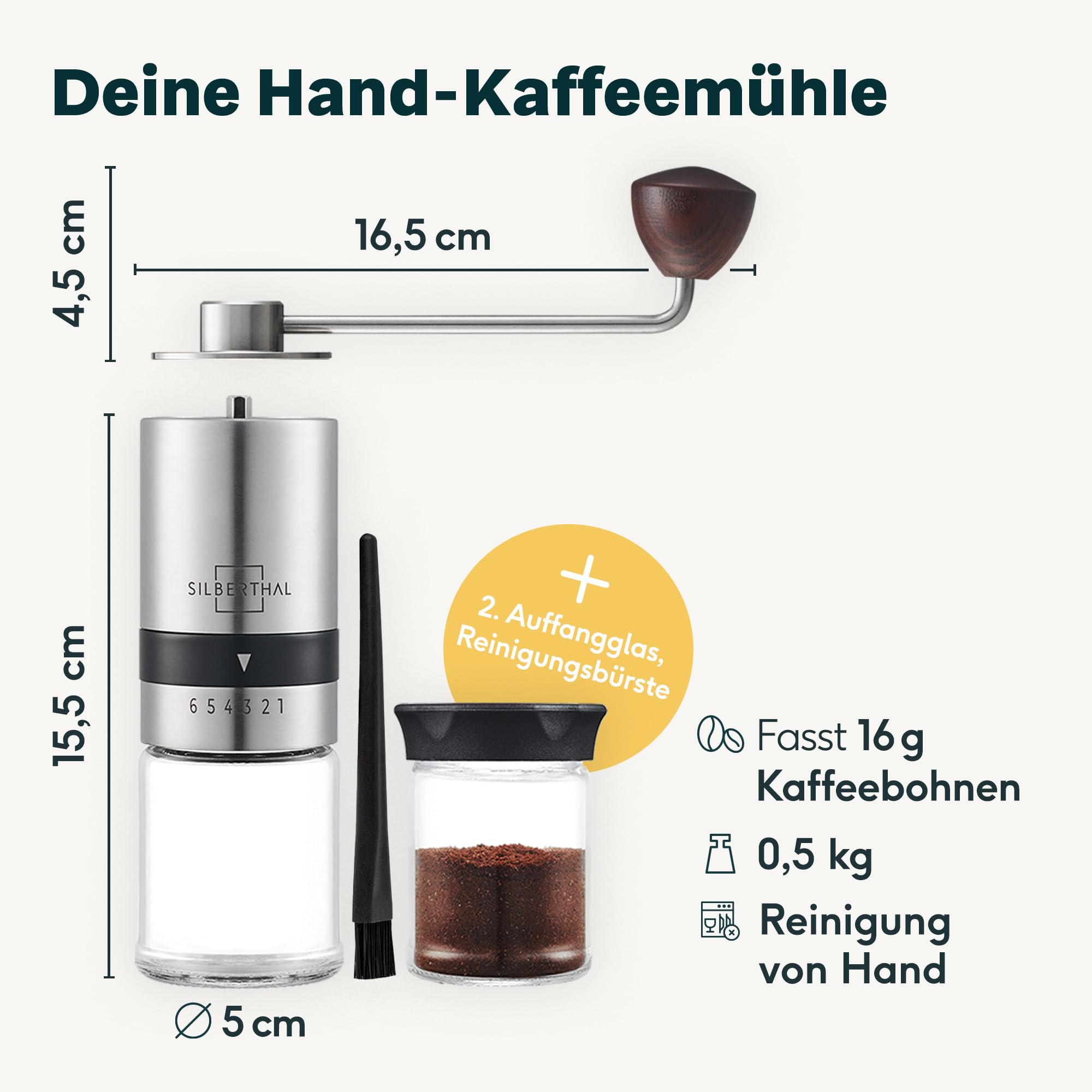 SILBERTHAL Kaffeemühle manuell und Cold Brew Coffee Maker - Genuss Set für Kaffeeliebhaber im Sommer