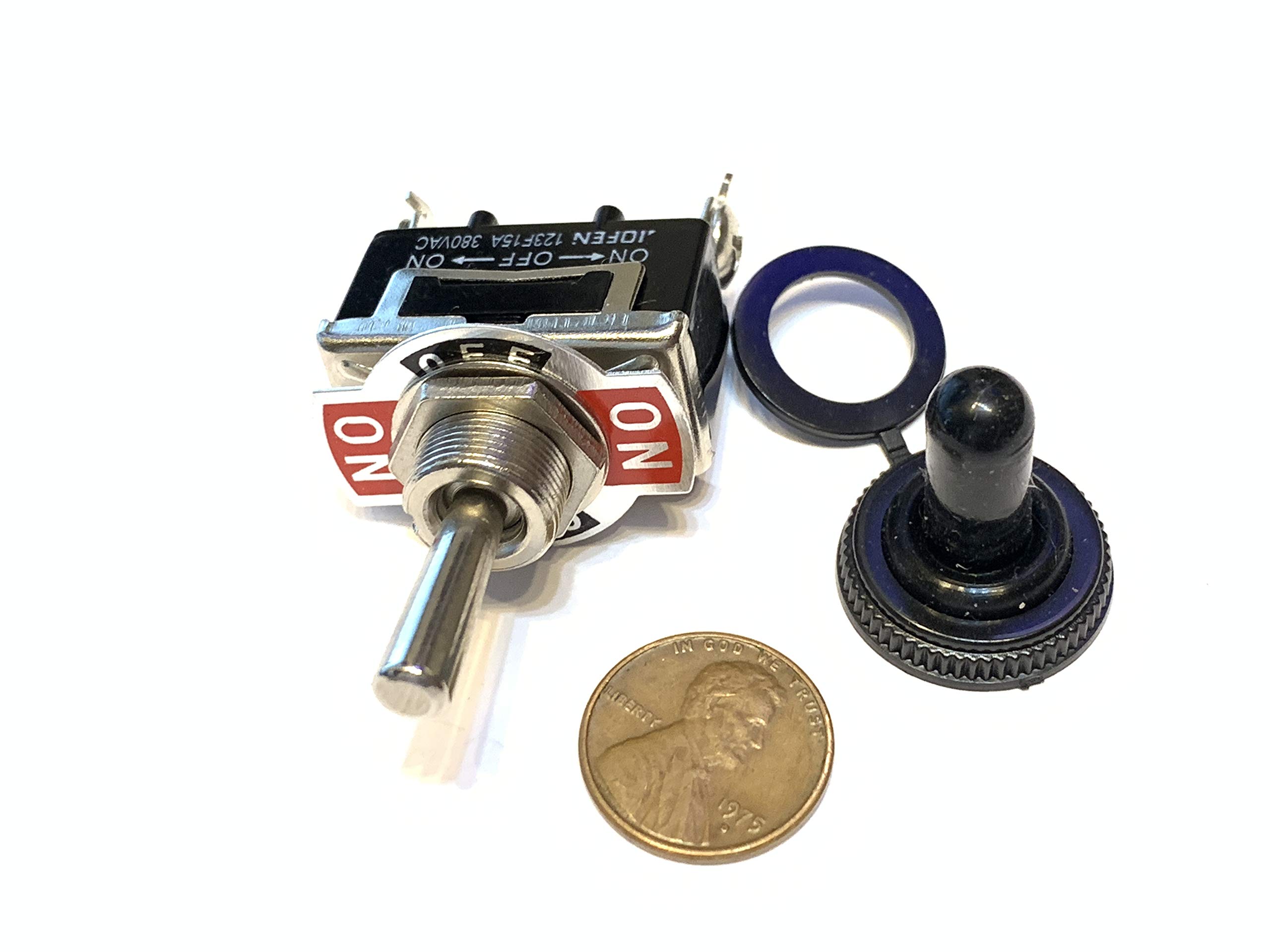 2 Pieces Black waterproof 15a spdt 3PIN momentary Toggle switch (ON) OFF(ON) C25