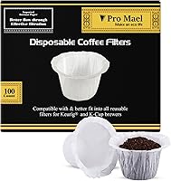 Vista 17 de Pro Mael Filtros de Café Desechables de Papel con Tapa para Cafeteras Keurig de Una Sola Porción 1.0 y 2.0 Cápsulas K Cup Reutilizables, Natural