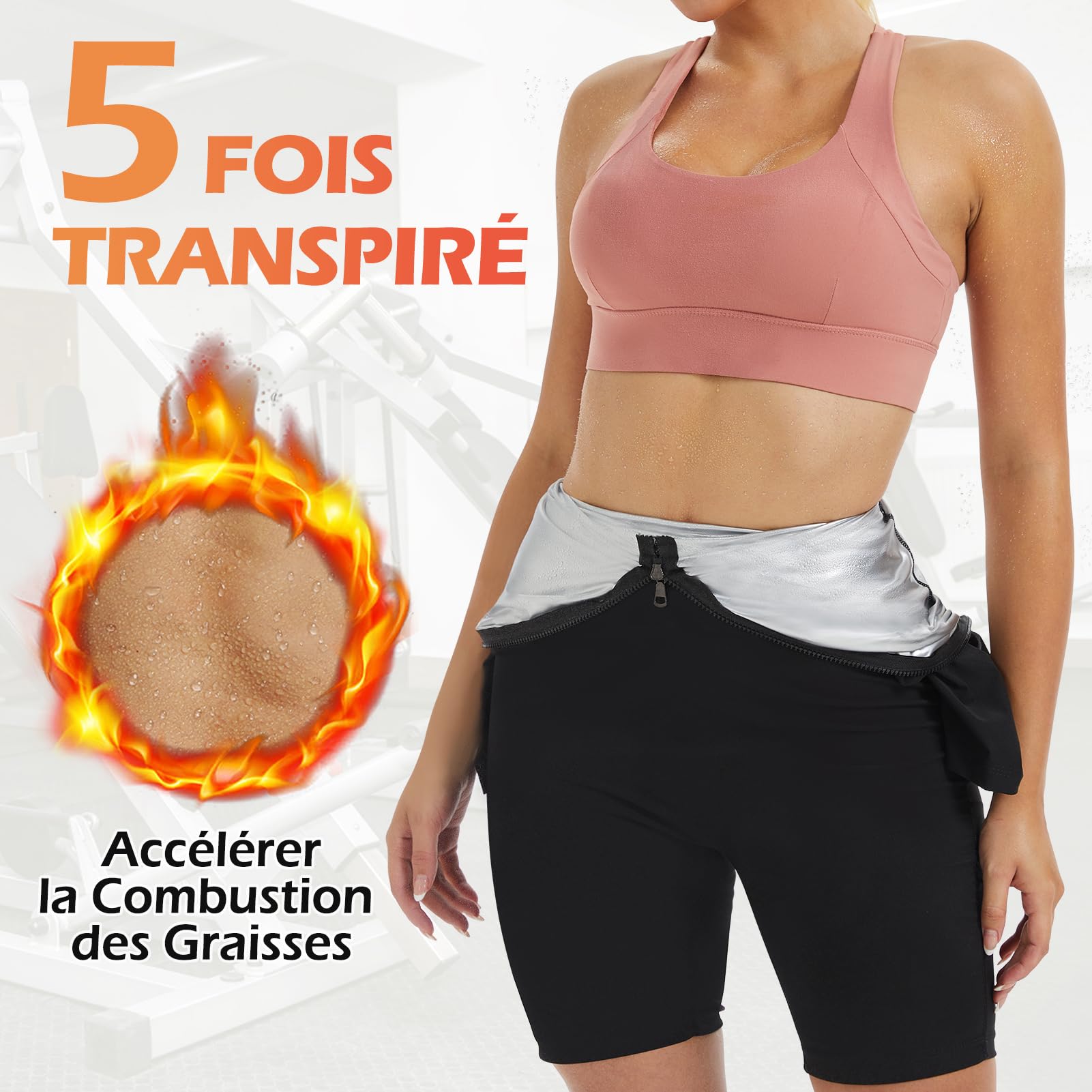 Kiiwah Combinaison de Sudation Femme, Combinaison Intégrale Sauna Shapewear Élastique Vêtements de Sudation Survêtement de Sauna pour Femme avec Fermeture Éclair pour Sport, Yoga, Fitness