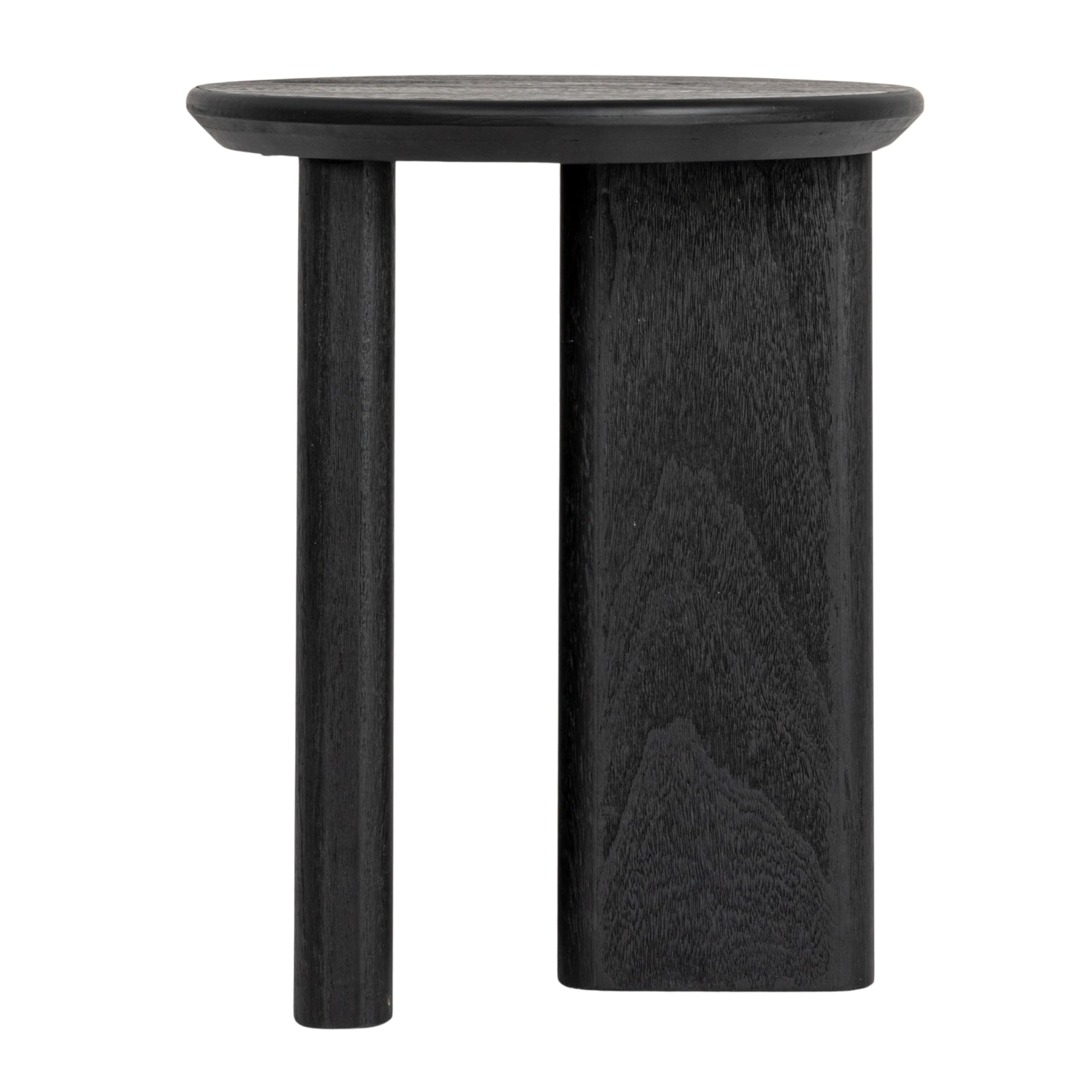 Creative Co-Op Asymmetrical Firwood Round End Table, Black
