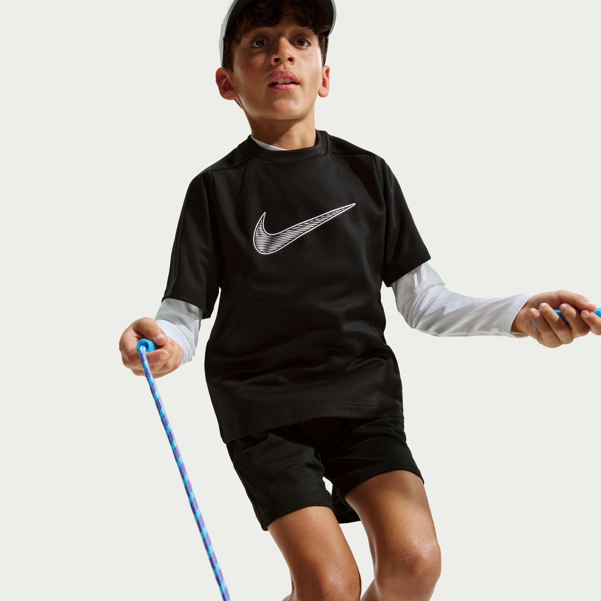 Nike Chłopięcy Df Multi SS Hbr T-Shirt Black/White 8/10 lat