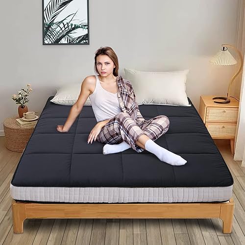 Miniatura 6 de DoCred Colchón de futón japonés extra grueso de 5 pulgadas, tamaño Queen de 60 x 80 pulgadas, colchoneta plegable de tatami, tapete portátil para