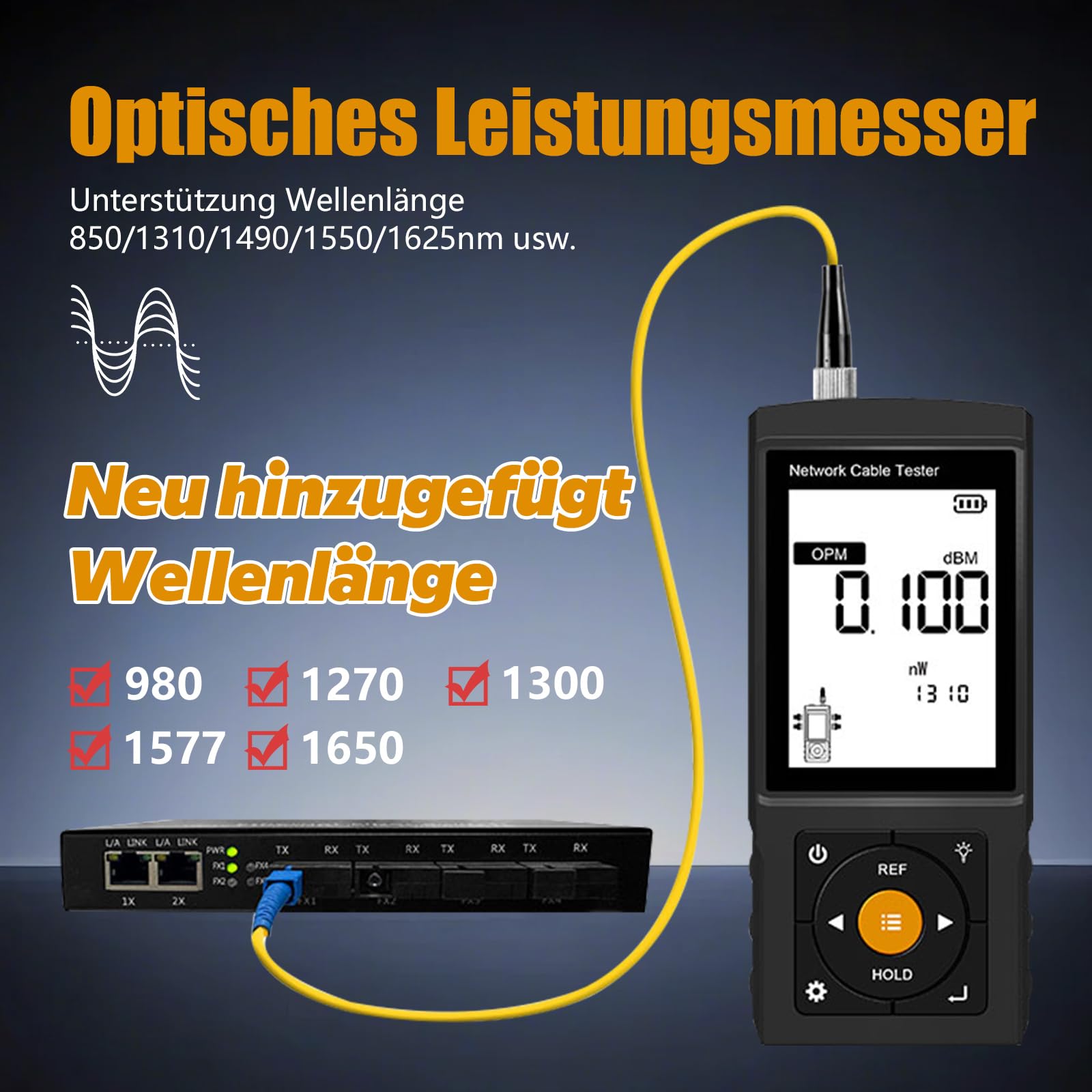 LT-200S Multifunktions-Kabeltester mit Sichtbarer Fehlerortung & Optischem Leistungsmesser - Netzwerkkabeltester für RJ45/UTP/BNC, PoE-Detektor, Port-Finder, 600m Reichweite (Grey)