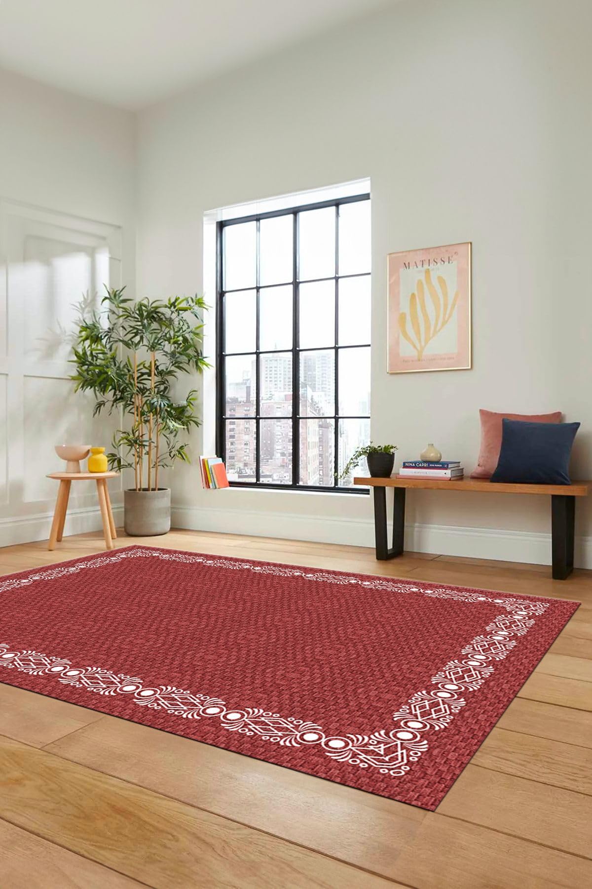 Evdeya Dijital Baskılı Kaymaz Taban Yıkanabilir Jüt Hasır Desen yolluk Mutfak Salon Halısı JÜT-14, Kırmızı, 120 x 250