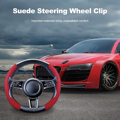 Miniatura 2 de Ergocar Sporty Suede - Funda protectora para volante en forma de D y redonda, universal, antideslizante, transpirable, segmentada, duradera, a la