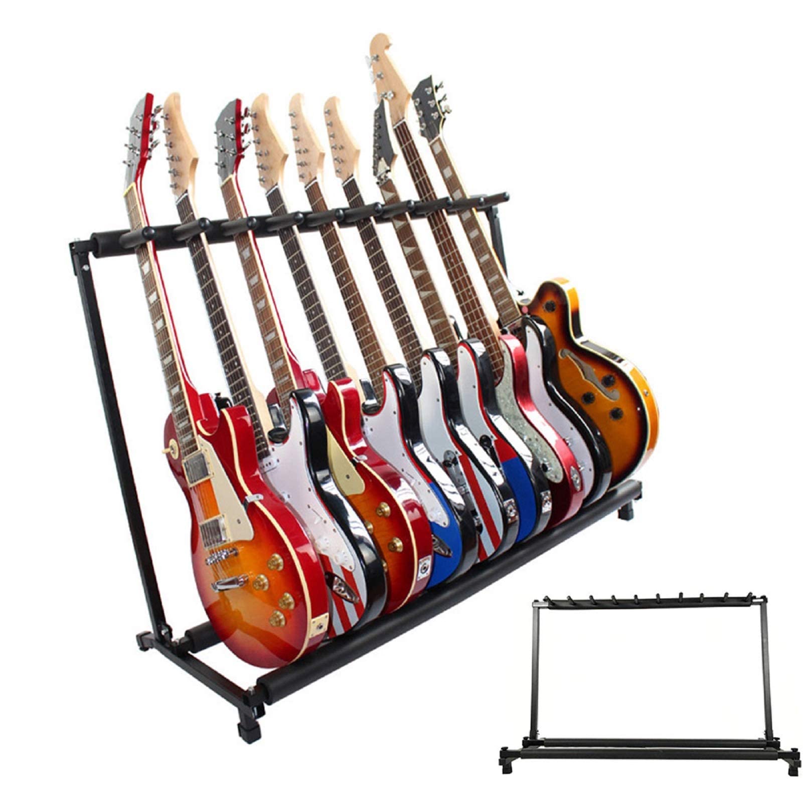 Youyijia Gitarrenständer Multi-Gitarrenständer mit 9 Halterungen faltbar universal tragbar Schwarze Gitarrenhalterung Polsterung für Akustikgitarre Westerngitarre E-Gitarren