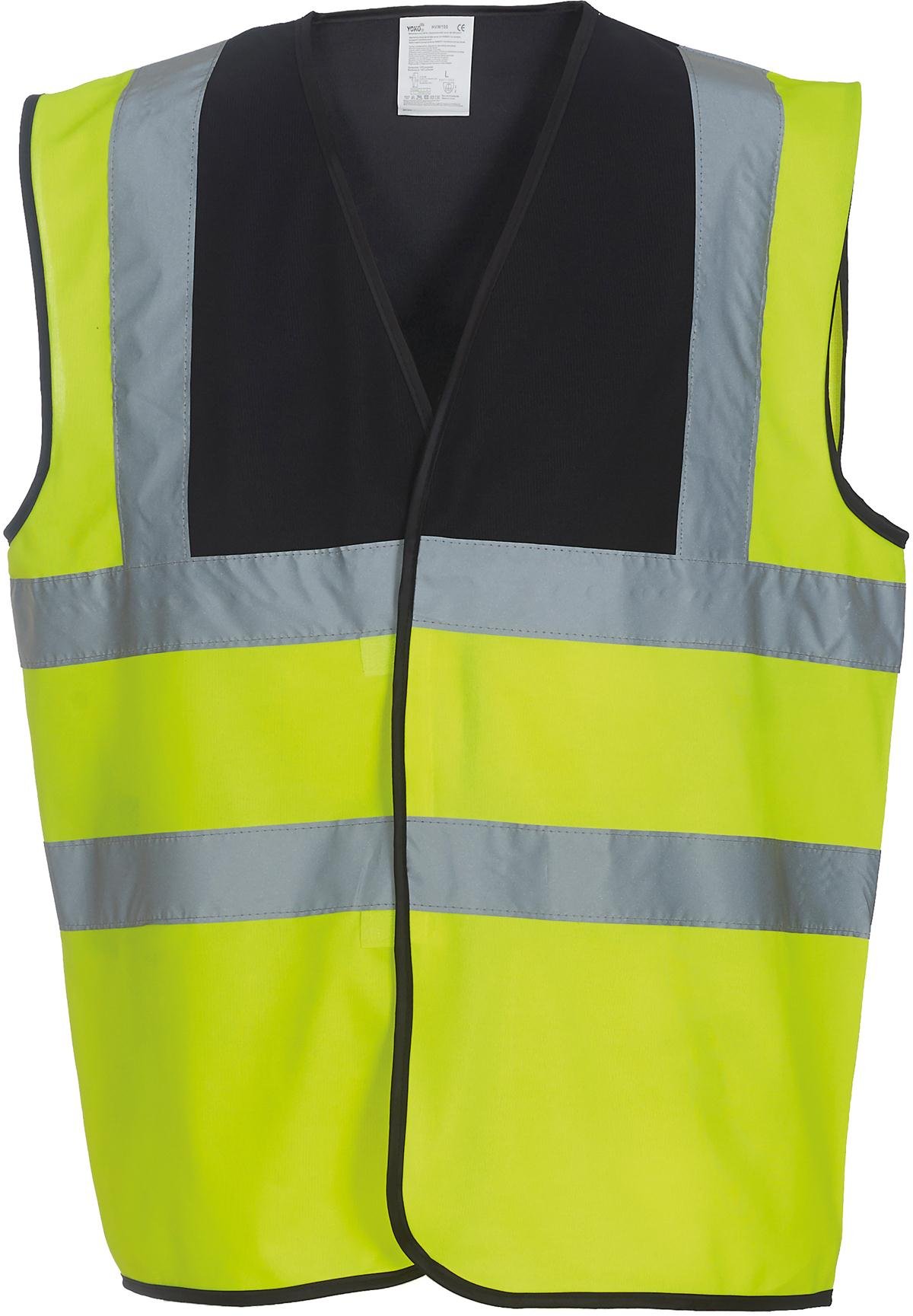 Yoko Hi Vis 2 Band And Braces Waistcoat (hvw100) Xl Black Yellow — image 1