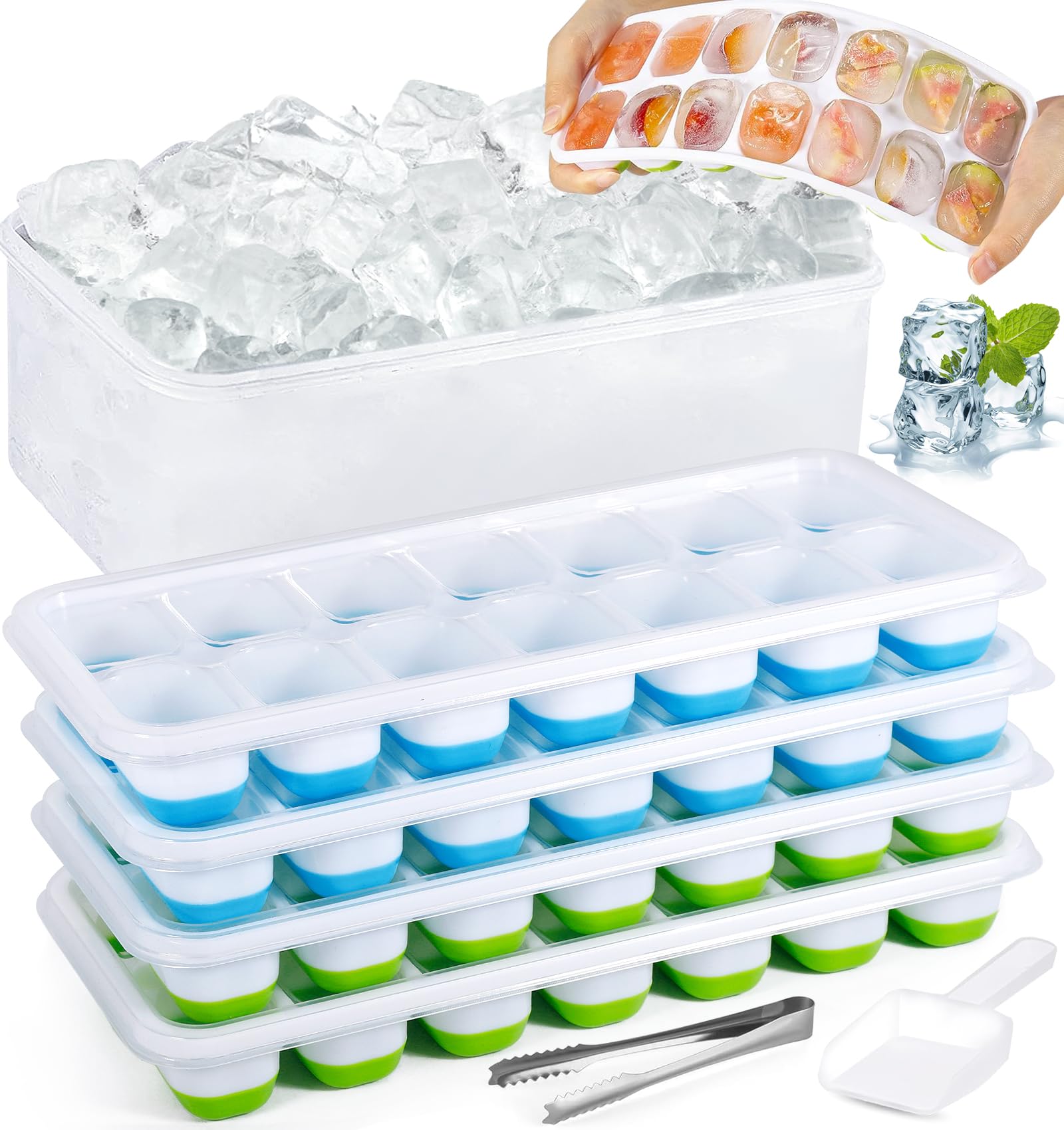 Silicone Ice Cube Tray - Stackable & Leak-Proof -1 Silicone Ice Cube Tray - Stackable & Leak-Proof -1