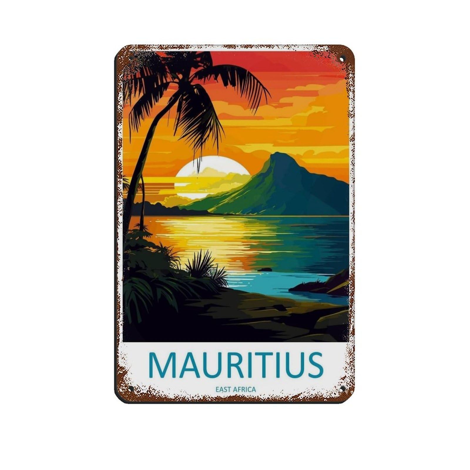Mauritius Travel Art East Africa Art Lover Gift (83) Tin Sign Vintage Metal Pub Club Cafe Bar Home Wall Art Decoration Poster Retro 8x12inch(20x30cm)