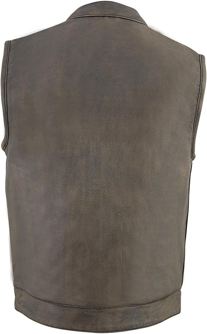 Milwaukee Leather Men's Club Style Motorcycle Vest -Premium Leather, Dual Closure, CCW Pockets, Patch-Ready Back - Image 2