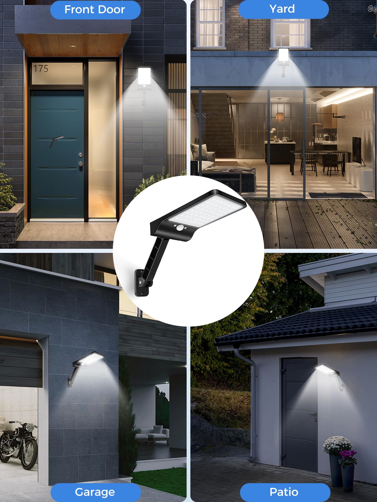Moman Lampe Solaire Extérieur, Lumiere Solaire Exterieur Detecteur de Mouvement 56LED/2200mAh Applique Solaire 3 Modes IP65 Étanche avec Télécommande (Noir), Lampe-Solaire-Exterieur-Eclairage-Lumiere