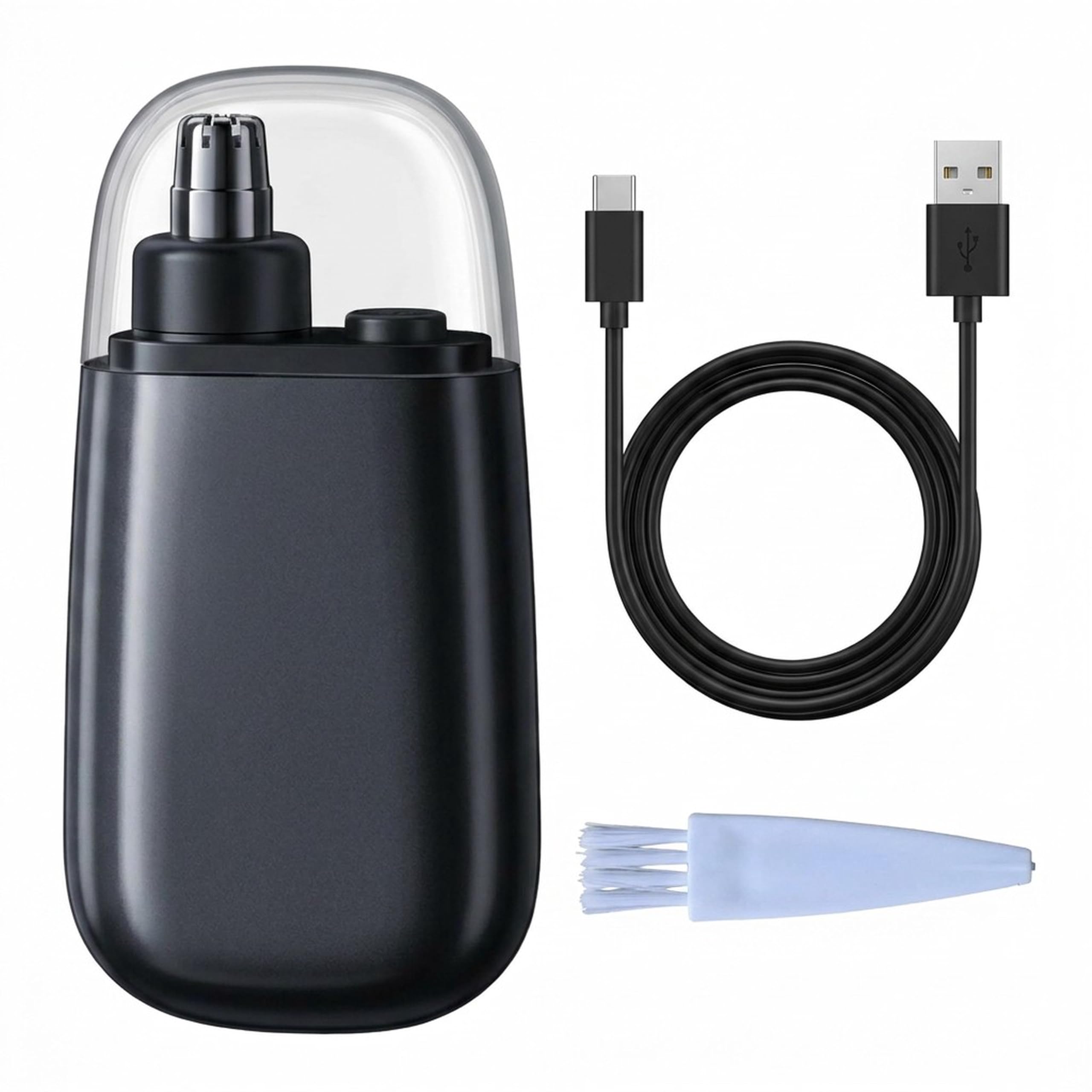 Ear and Nose Hair Trimmer for Men and Women, Nose Hair Trimmer with Stainless Steel Dual-Edge Blades, Type-C Rechargeable Nose Trimmer, Rinseable Head Nasal Hair Cutter, Mini and Portable for Travel