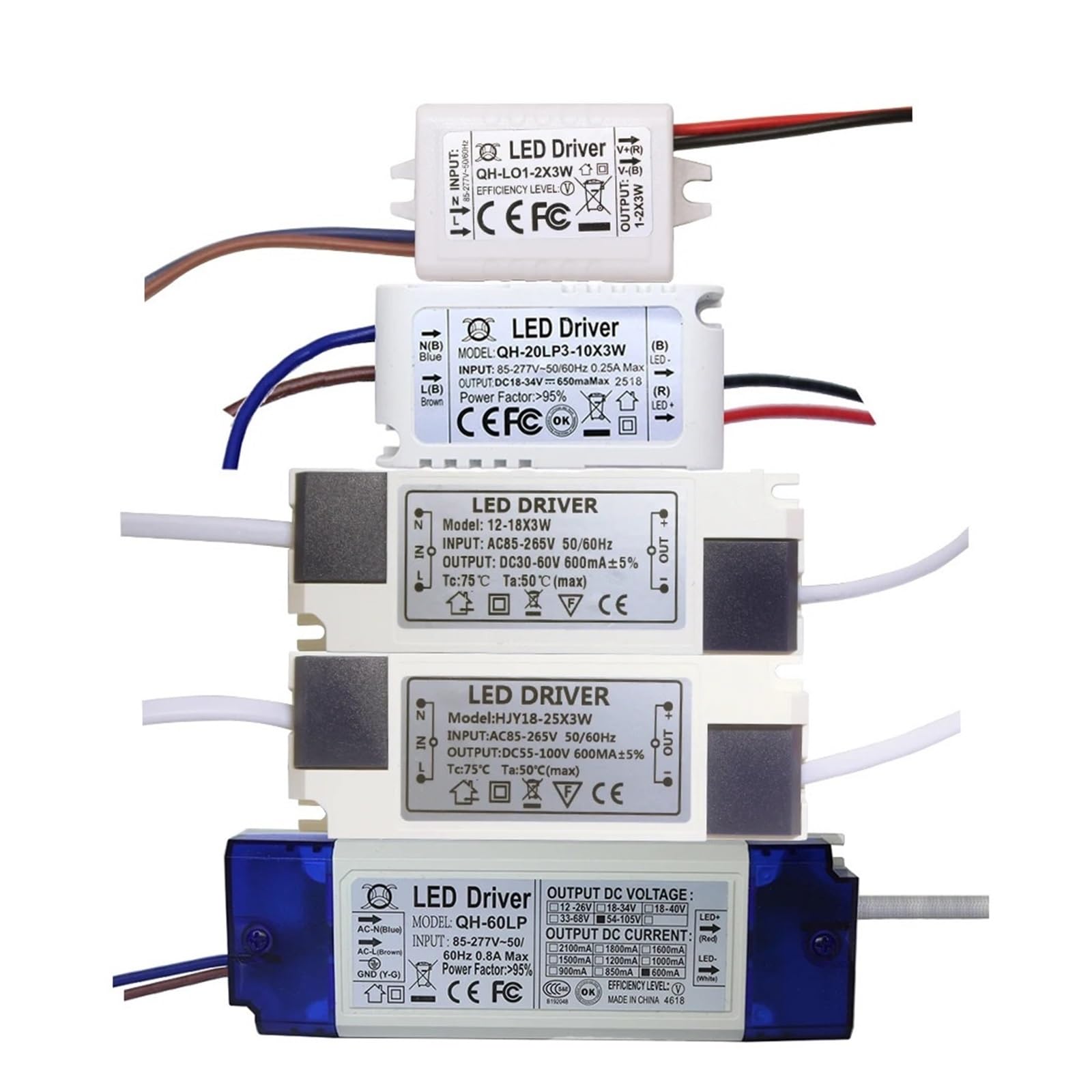 JVDDI LED Driver LED Driver with shell 600mA 3W912W18W30W36W50W 1-2x3w 6-10x3w 10-18x3w Constant Current Lighting85-265V Transformer Power Supply(8-12X3W DC25-42V)