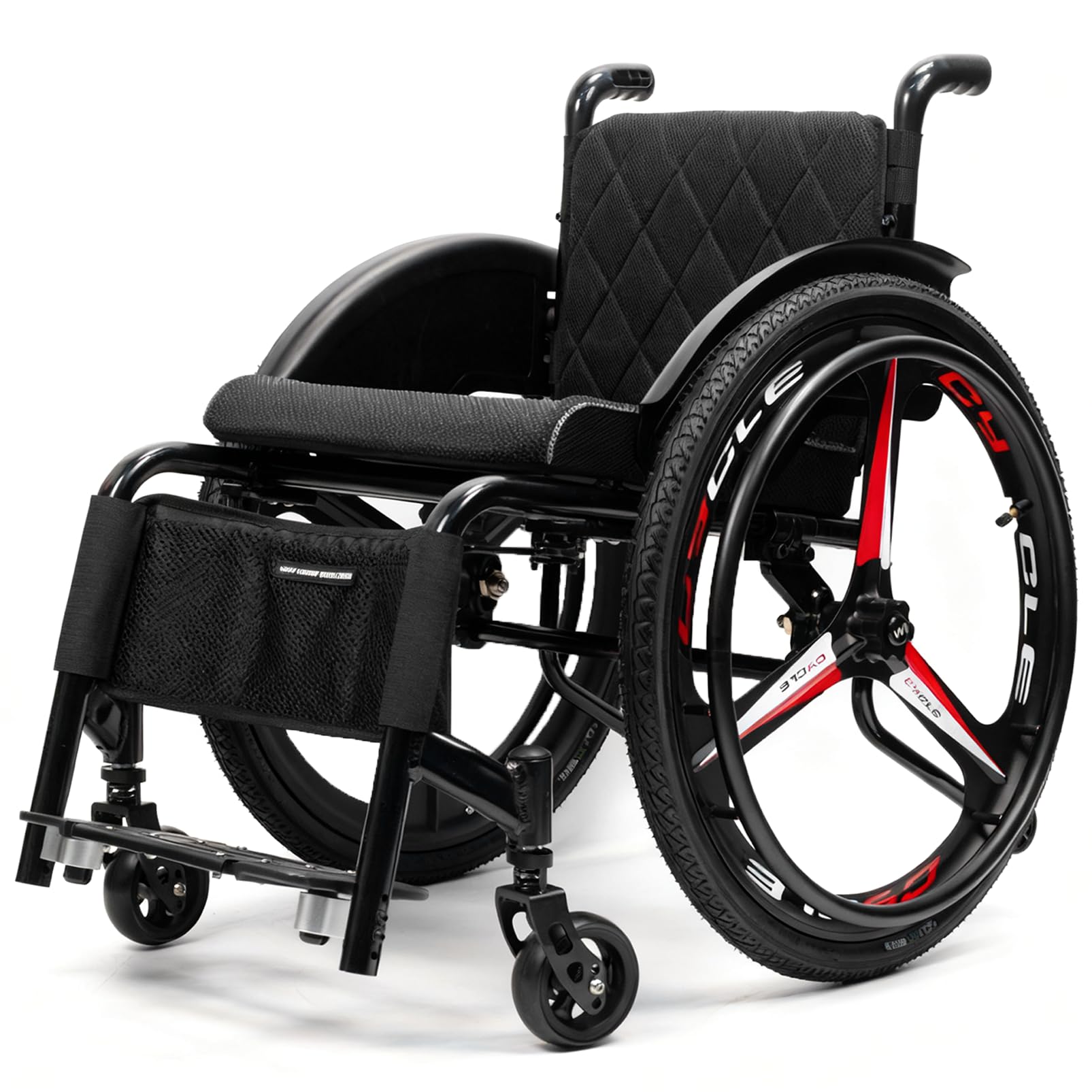 Sedia a rotelle per Adulti, Sedia a rotelle Leggera in Alluminio, capacità di carico 100 kg, poggiapiedi e Altezza del Sedile Regolabili, con Doppia frenata e Ruote antiribaltamento M
