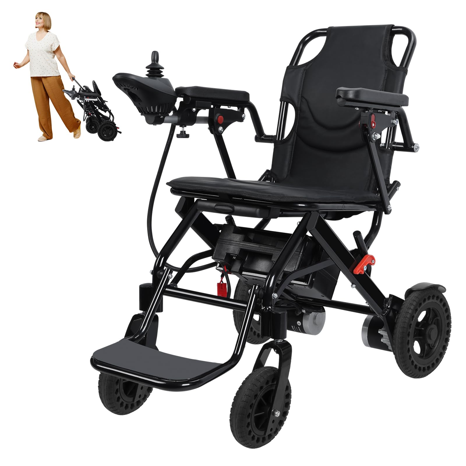 Sillas de ruedas eléctricas para adultos, ligeras, plegables con reposapiés grande, silla de ruedas motorizada, silla de ruedas plegable ligera, rango de 25 millas, motor de 500 W, silla de