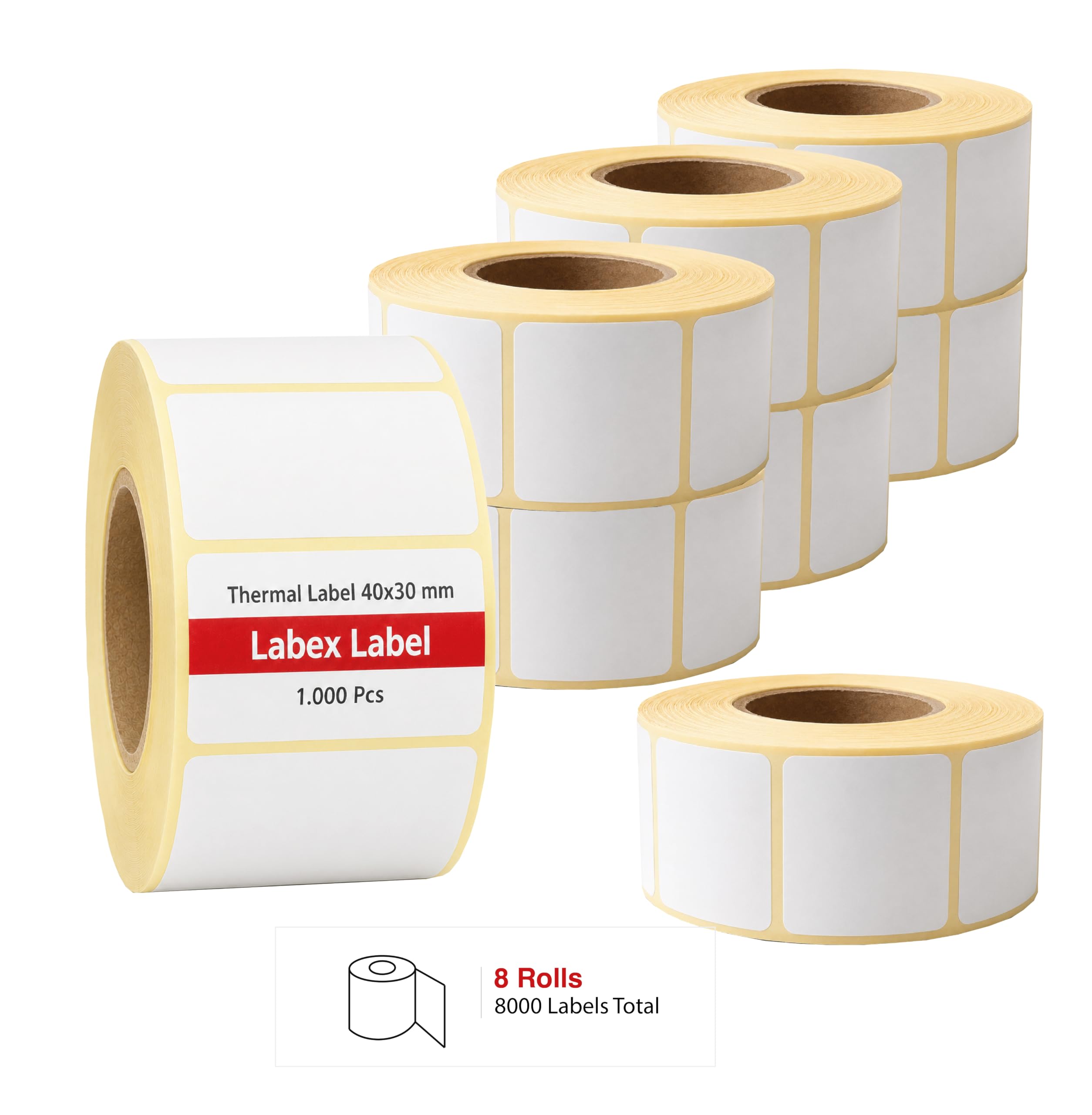 Etiquette thermique 40x30 mm | Étiquettes Zebra - Rouleau etiquette thermique - 8 rouleau ;8.000 etiquette en rouleau