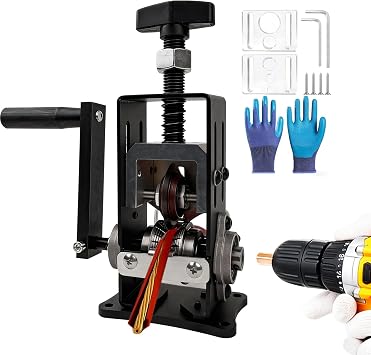 Manual Wire Stripper Machine, 0.06"-1" Wire Stripping Machine, Wire Stripping Tool for 1.5-25mm Scrap Wire Copper Wire Stripper Aluminum Alloy Frame Drill Powered Cable Stripper for DIY Cable