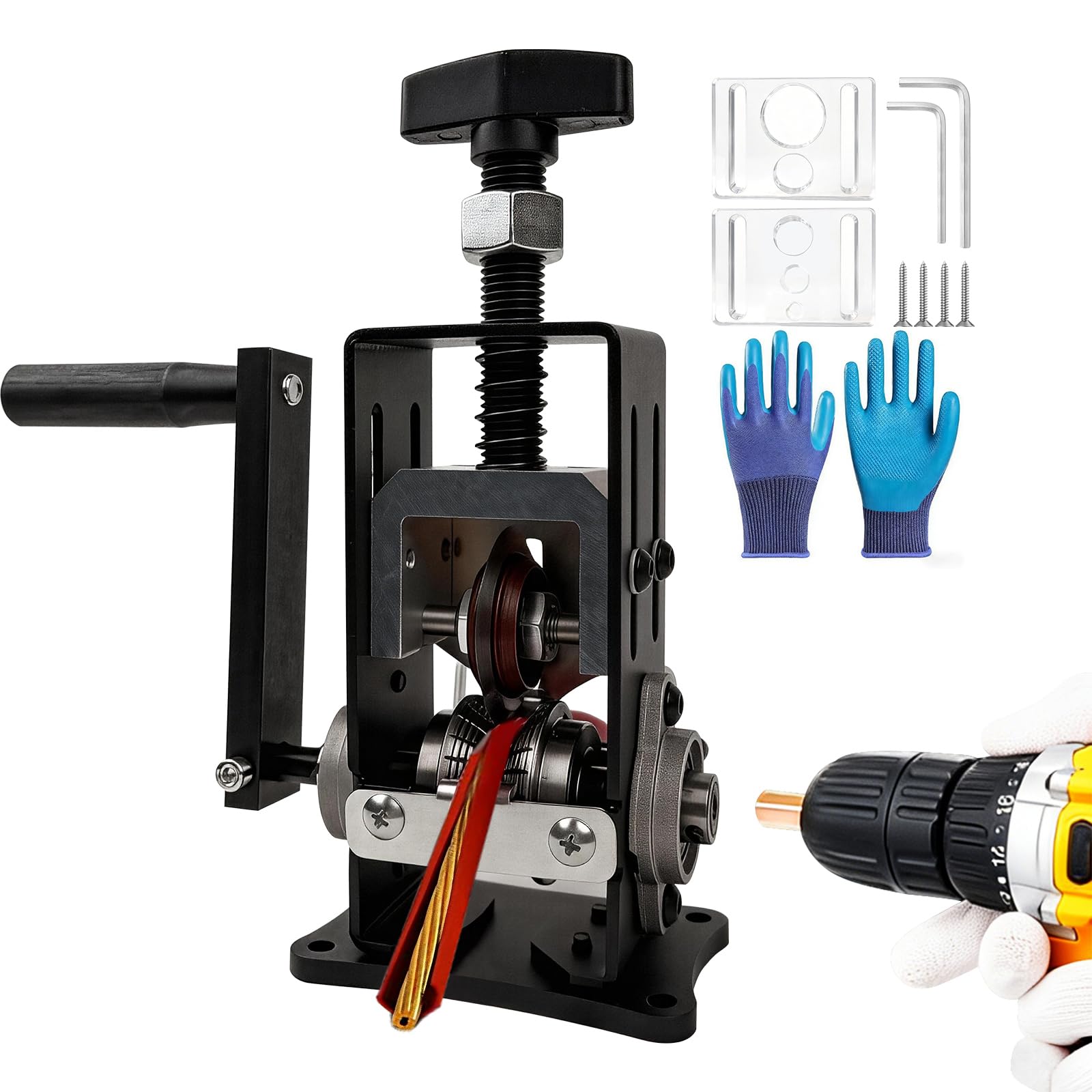 Manual Wire Stripper Machine, 0.06"-1" Wire Stripping Machine, Wire Stripping Tool for 1.5-25mm Scrap Wire Copper Wire Stripper Aluminum Alloy Frame Drill Powered Cable Stripper for DIY Cable