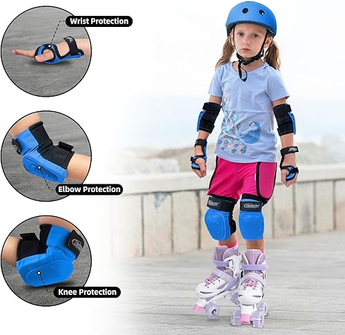 Miniatura 25 de Nattork Rodilleras para niños y jóvenes, rodilleras y coderas con muñequeras 6 en 1, juego de equipo de protección para monopatín, patines en línea
