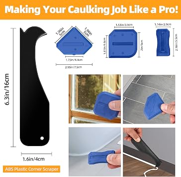 Caulk Tool Kit for Removal and Application Caulking Spatula Grout Stripper Tool Grout Remover Angle Carbide Scraper Caulking Tips Tool with Caulk Application Tool and Silicone Finishing Tools