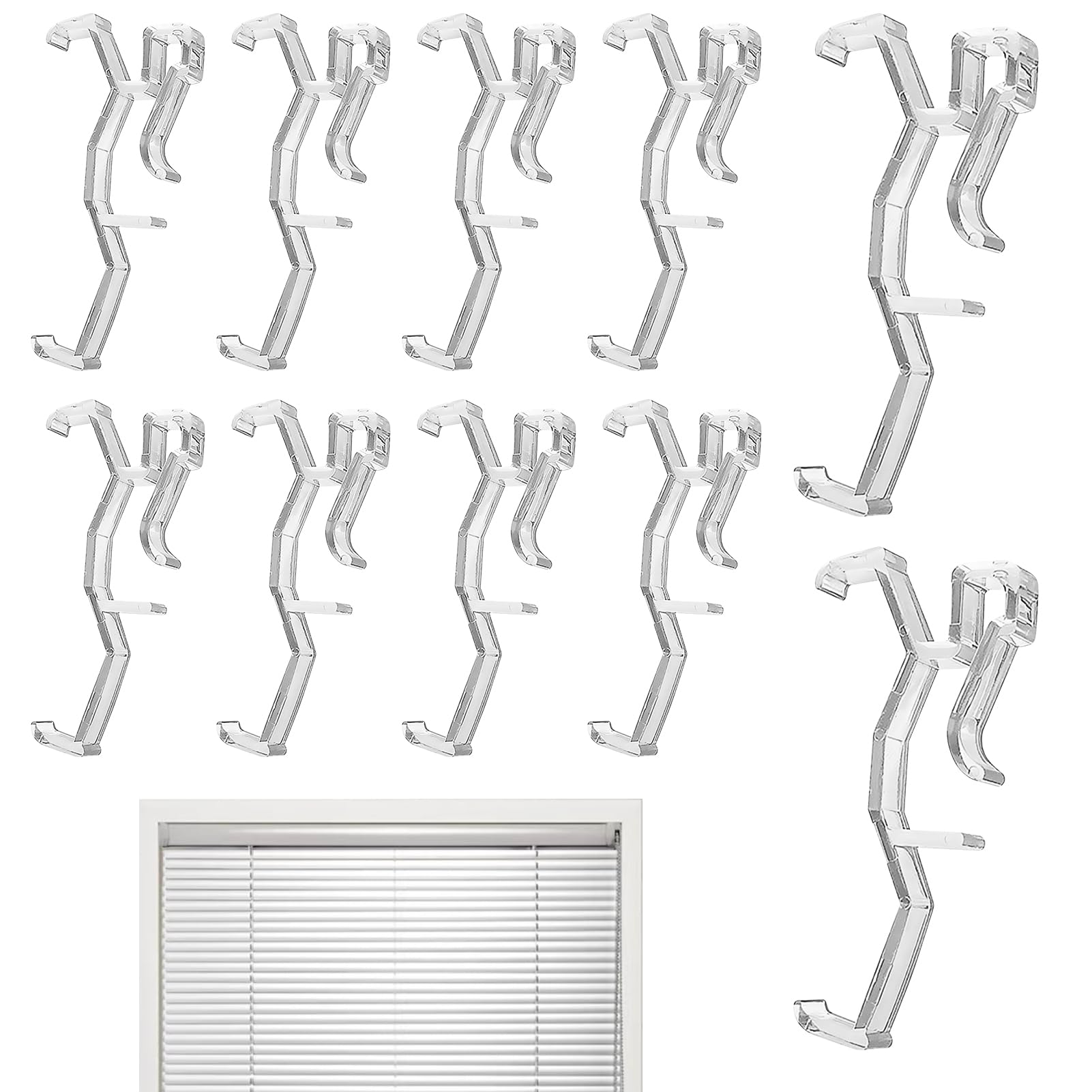 Lechisenop Clear 10 Pcs Valance Clips 2.5'' Window Blinds Hidden Clip Plastic Hidden Retainer Holder Clip For Window Blind Valance With 64Mm In Width Retainer Holder, Horizontal Faux & Wood Blinds Parts