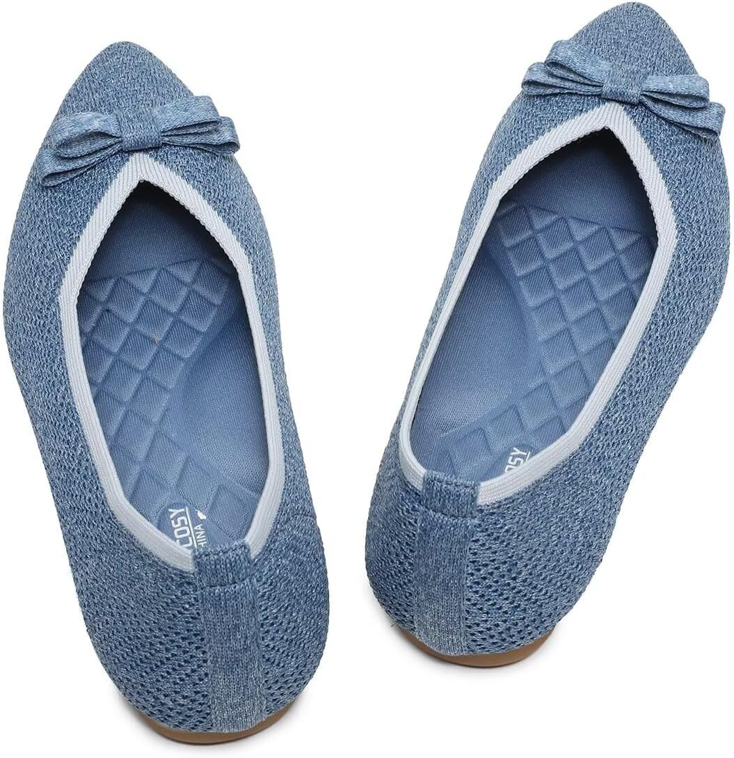 Women's Pointed Toe Flats Knit Dress Slip-on Ballet Flats Shoes Comfort Classic Work Business Office Shoes